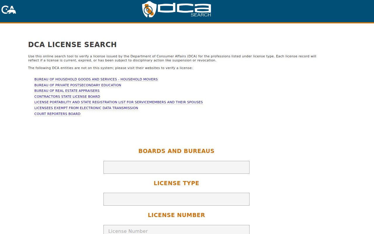 Menlo Park people search through California professional license records