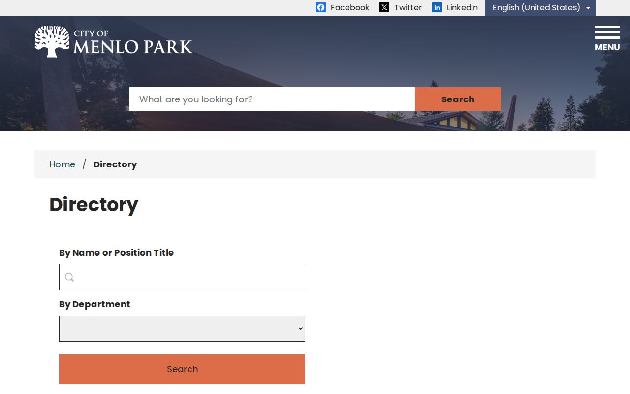 Menlo Park people search in the city staff directory