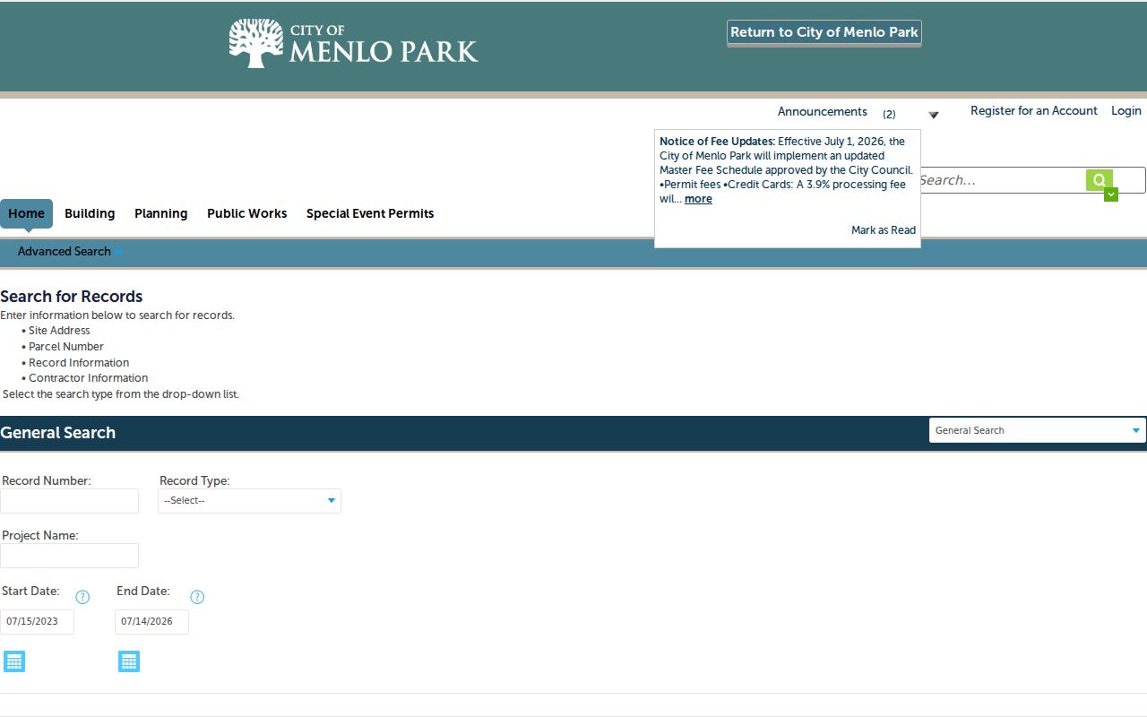 Menlo Park people search using Accela building records
