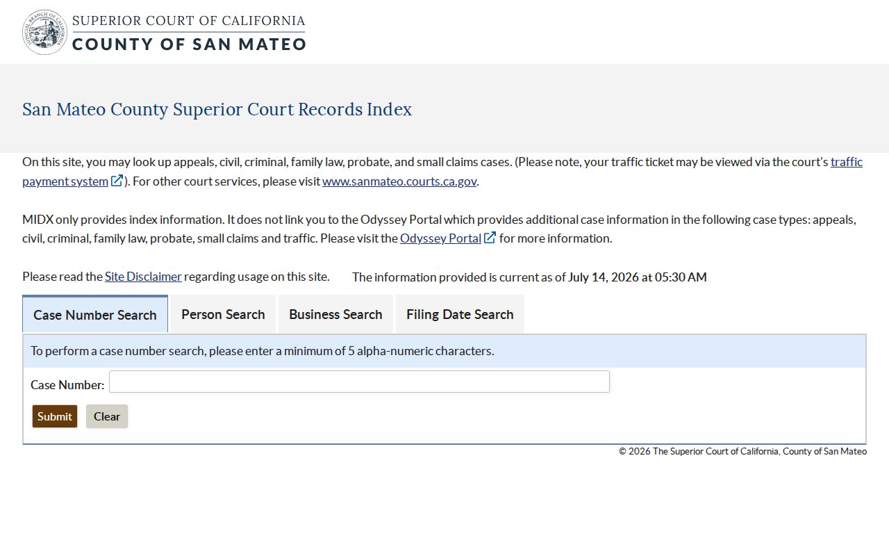 Menlo Park people search using the San Mateo MIDX court index