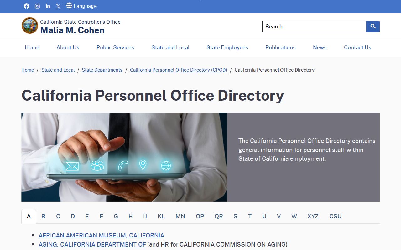 Menlo Park people directories view of the California Personnel Office Directory